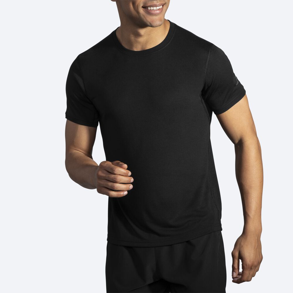 Brooks Distance Short Sleeve Moški Majice Črne | Slovenija-46382