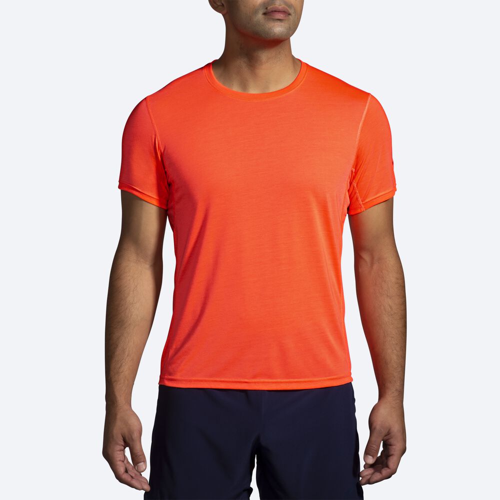 Brooks Distance Short Sleeve Moški Majice Oranžne | Slovenija-57018