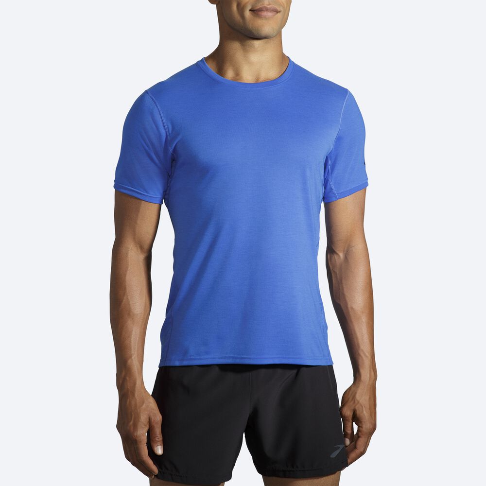 Brooks Distance Short Sleeve Moški Majice Modre | Slovenija-85409