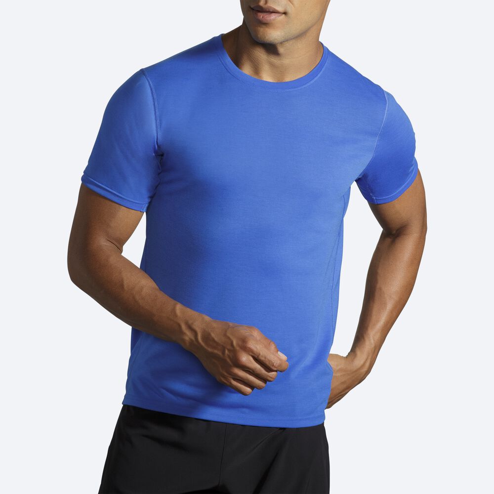 Brooks Distance Short Sleeve Moški Majice Modre | Slovenija-85409