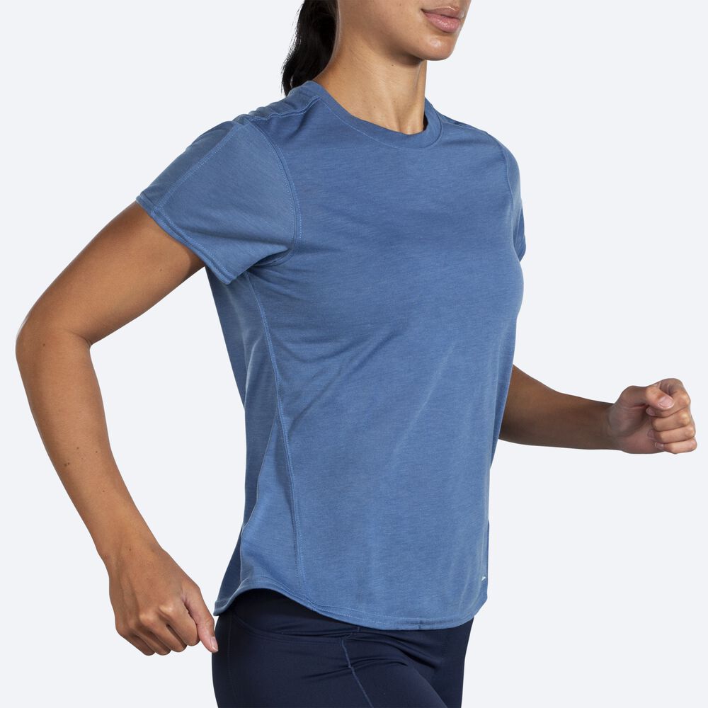 Brooks Distance Short Sleeve Ženske Majice Modre Sive | Slovenija-01843