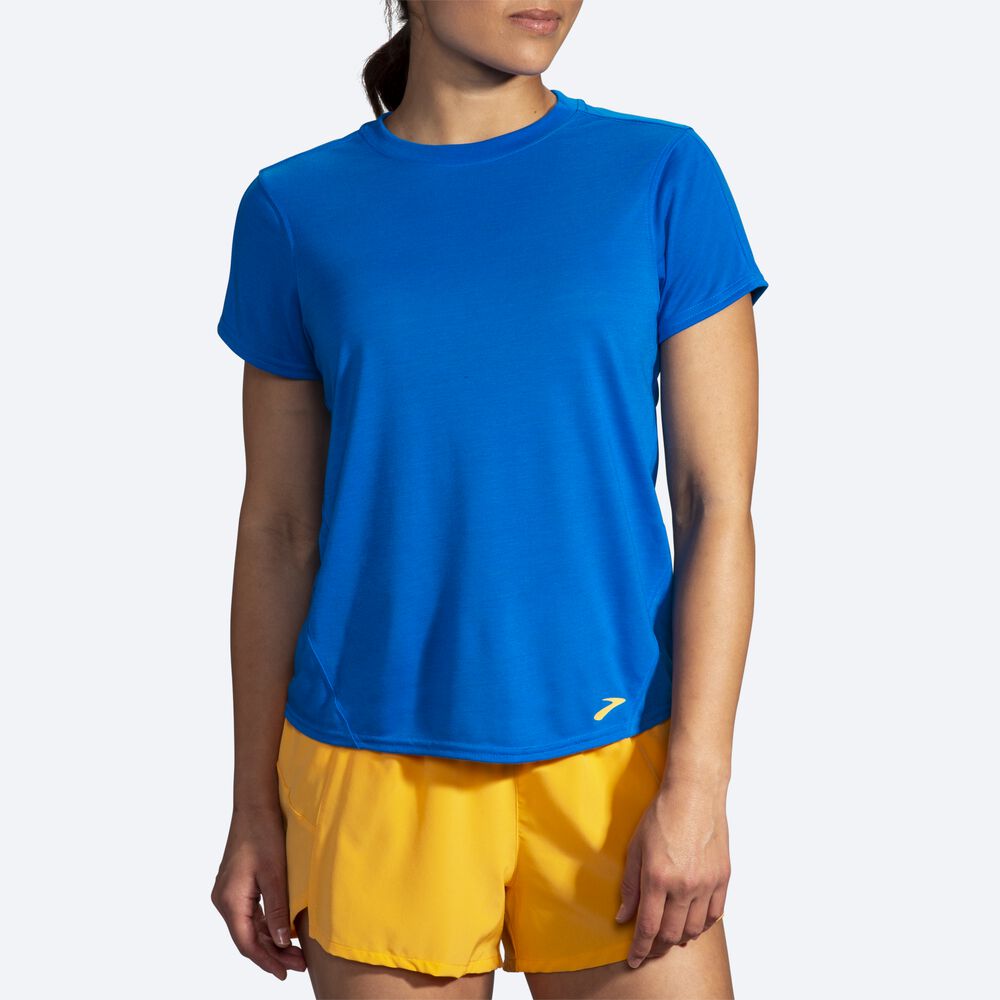 Brooks Distance Short Sleeve Ženske Majice Modre | Slovenija-15386