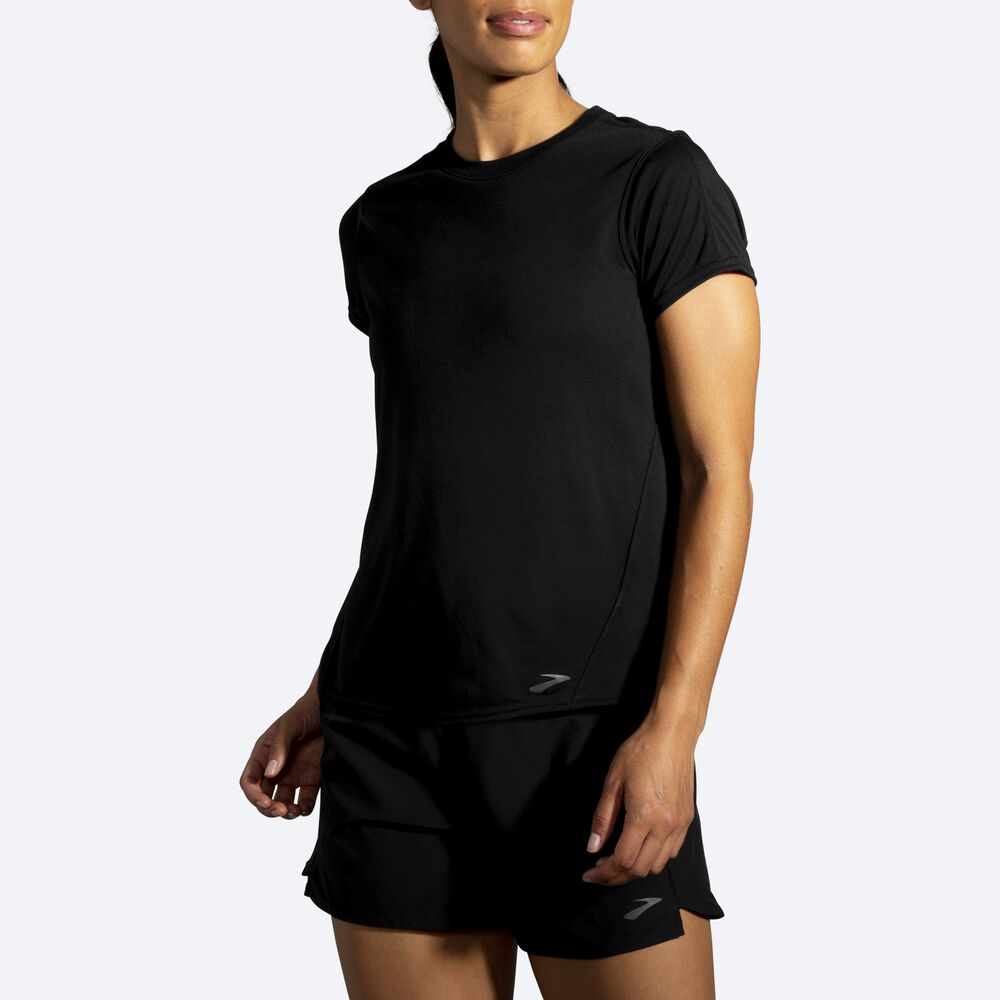 Brooks Distance Short Sleeve Ženske Majice Črne | Slovenija-15428