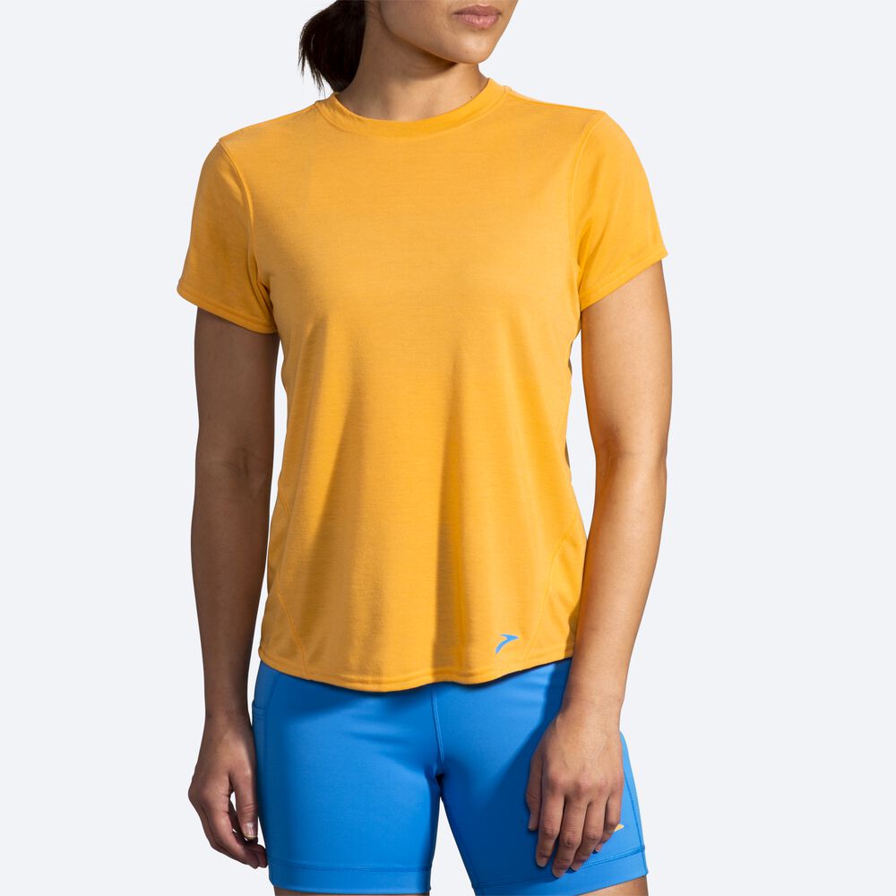 Brooks Distance Short Sleeve Ženske Majice Rumene | Slovenija-85296