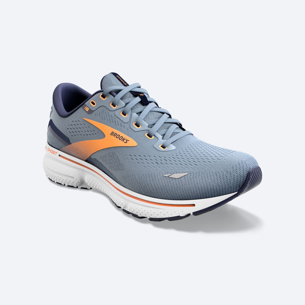 Brooks Ghost 15 Moški Tekaški Copati Sive Temno Modre Oranžne | Slovenija-52084