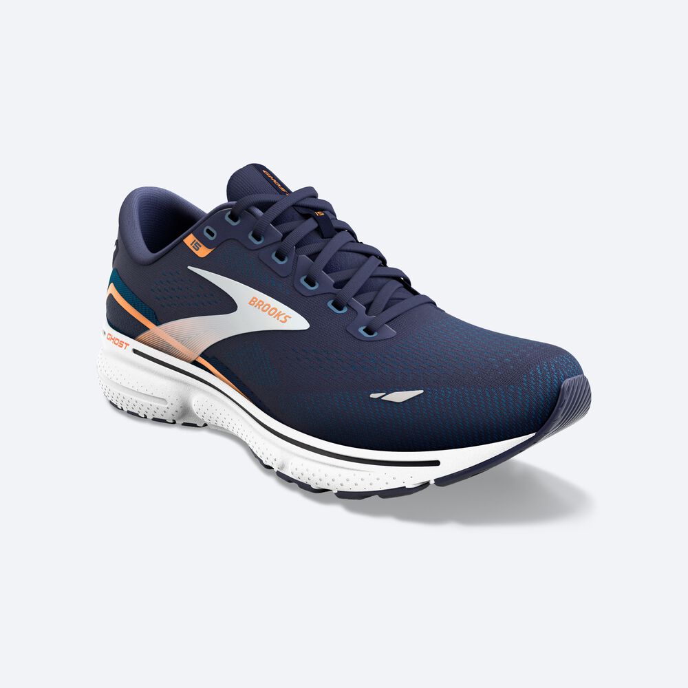 Brooks Ghost 15 Moški Tekaški Copati Temno Modre Modre Oranžne | Slovenija-25731