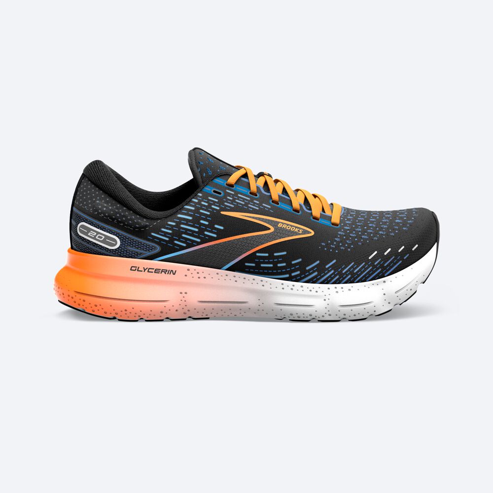 Brooks Glycerin 20 Moški Tekaški Copati Črne Modre Oranžne | Slovenija-16432