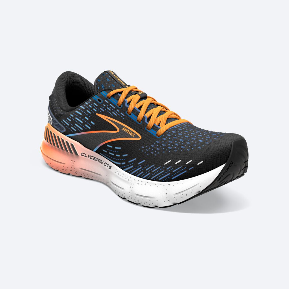 Brooks Glycerin GTS 20 Moški Tekaški Copati Črne Modre Oranžne | Slovenija-07632