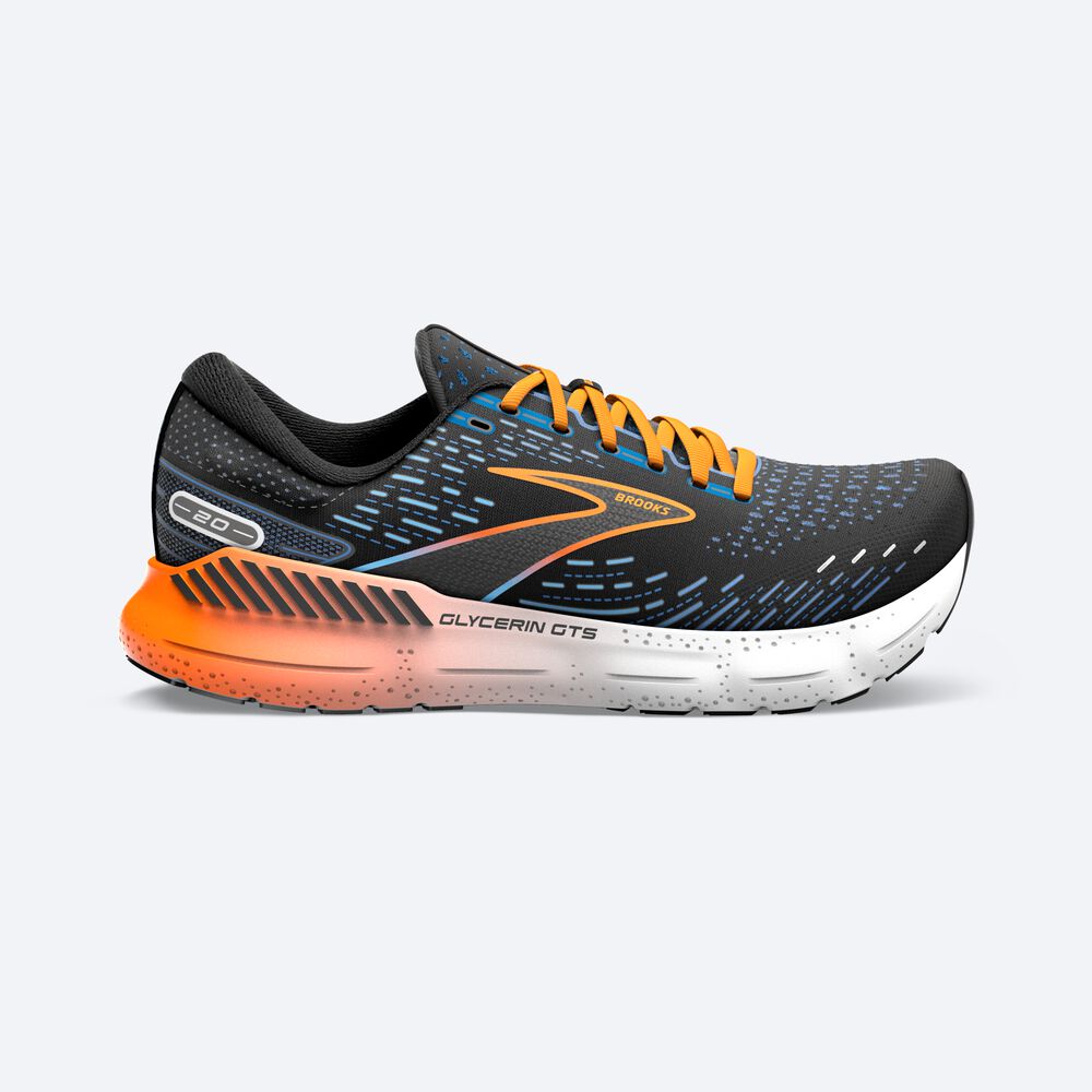 Brooks Glycerin GTS 20 Moški Tekaški Copati Črne Modre Oranžne | Slovenija-07632