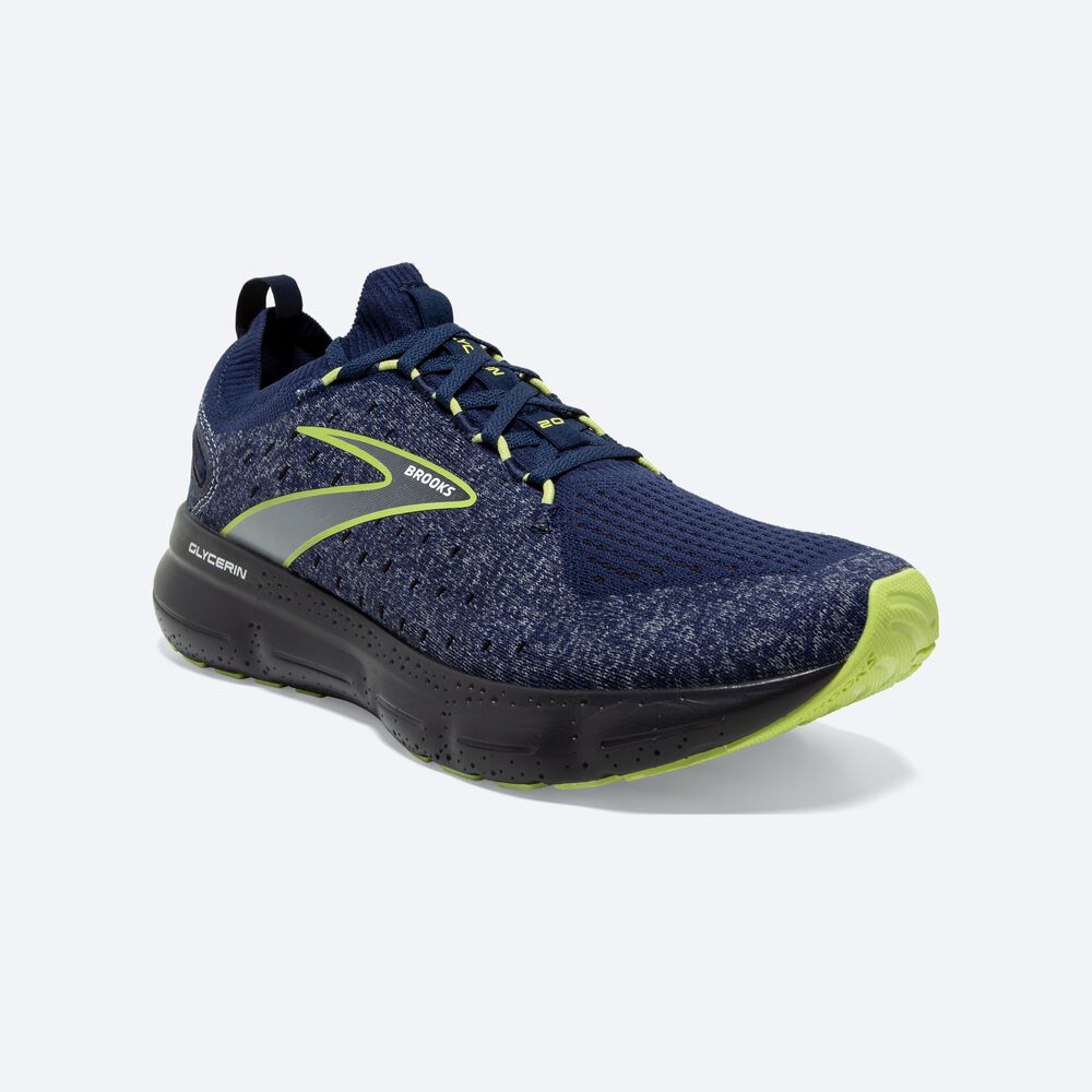 Brooks Glycerin StealthFit 20 Moški Tekaški Copati Modre Svetlo Zelene | Slovenija-56283