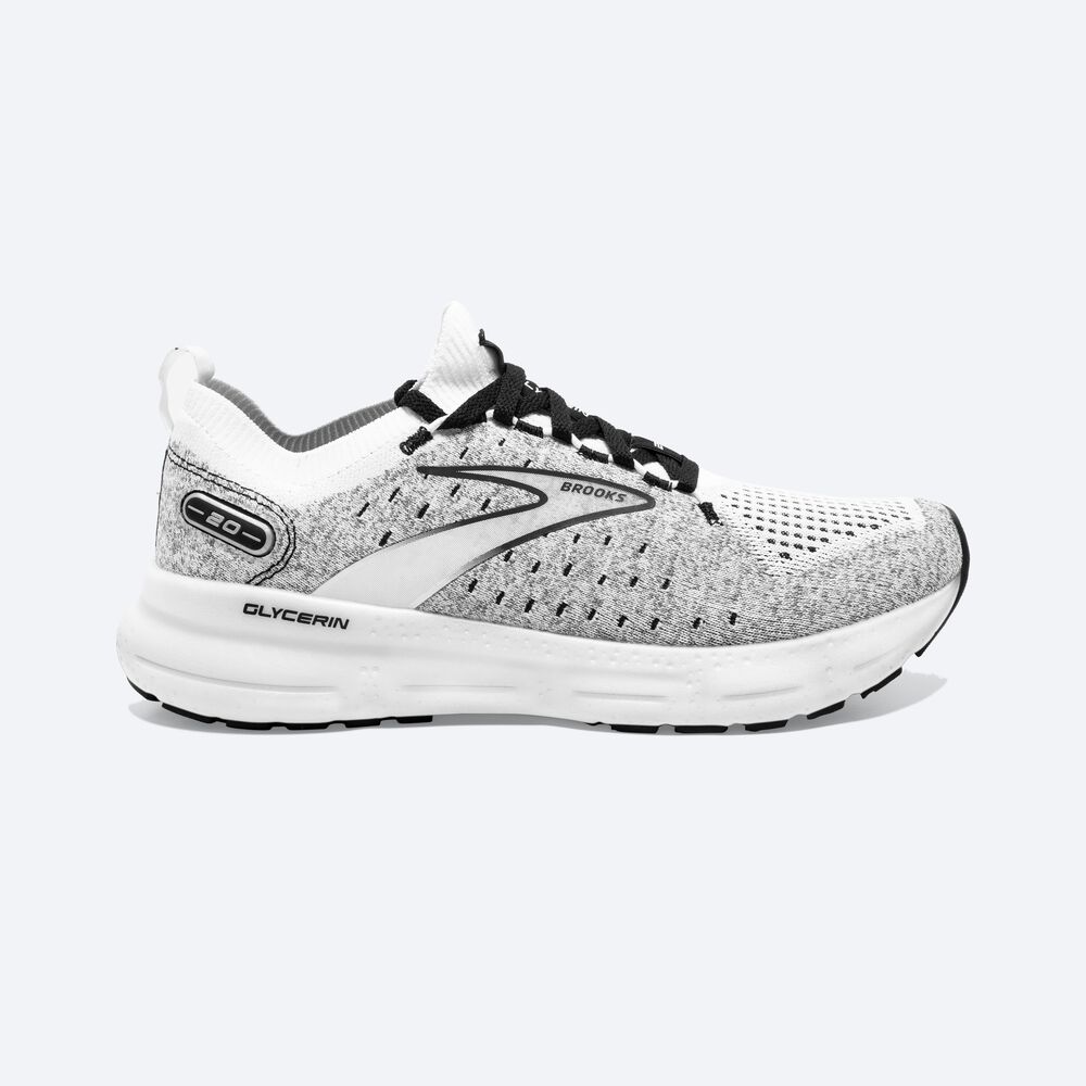 Brooks Glycerin StealthFit 20 Moški Tekaški Copati Bele Sive Črne | Slovenija-97063