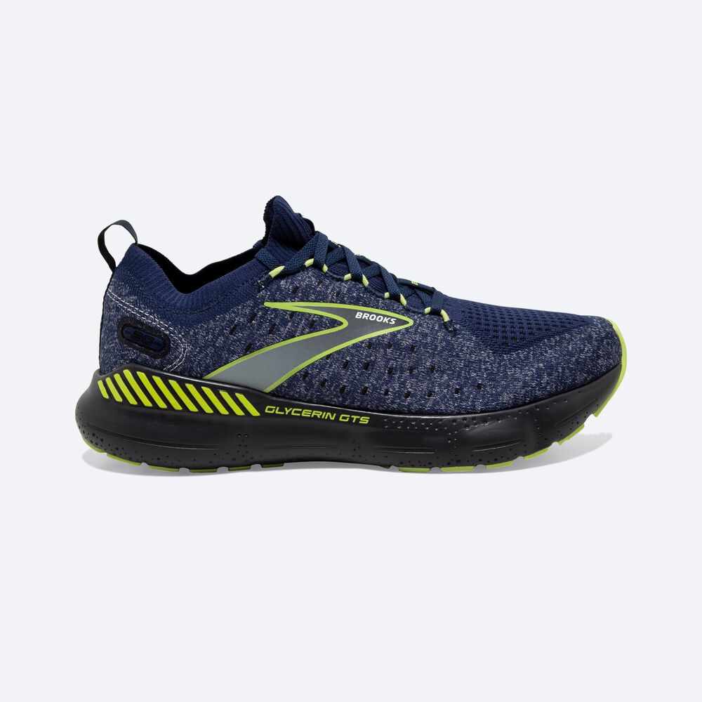 Brooks Glycerin StealthFit GTS 20 Moški Tekaški Copati Modre Svetlo Zelene | Slovenija-27305