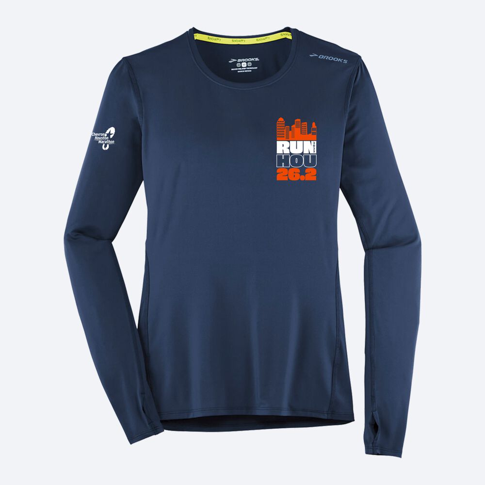 Brooks Houston23 Distance Long Sleeve 2.0 Ženske Majice Temno Modre | Slovenija-45827