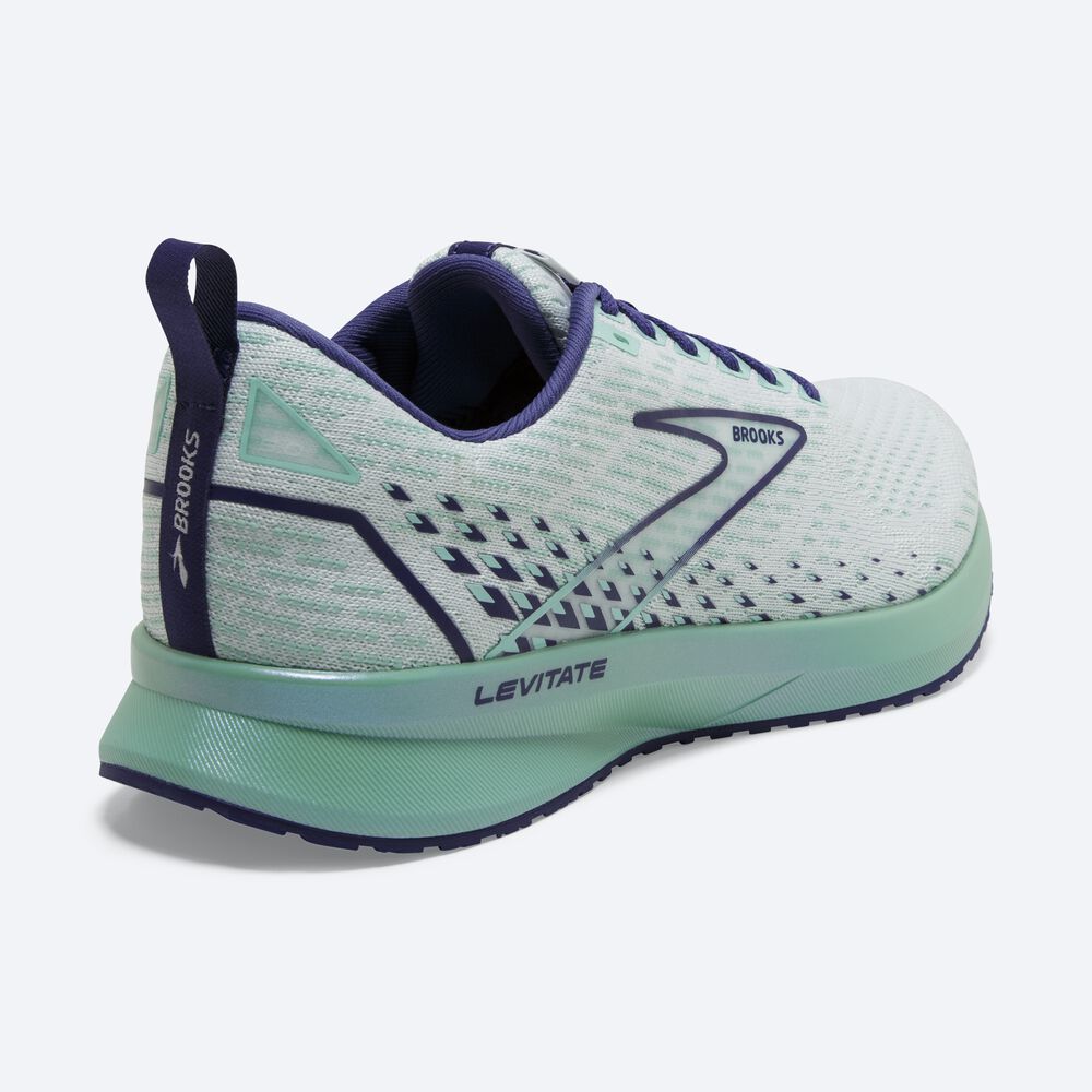 Brooks Levitate 5 Ženske Tekaški Copati Bele Temno Modre Modre | Slovenija-70628