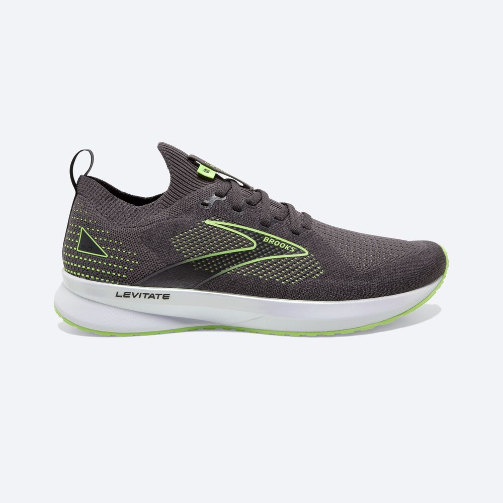 Brooks Levitate StealthFit 5 Moški Tekaški Copati Črne Zelene | Slovenija-90382