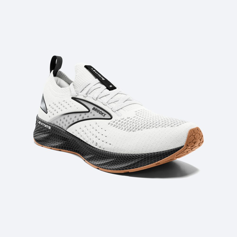 Brooks Levitate StealthFit 6 Moški Tekaški Copati Bele Črne | Slovenija-63580