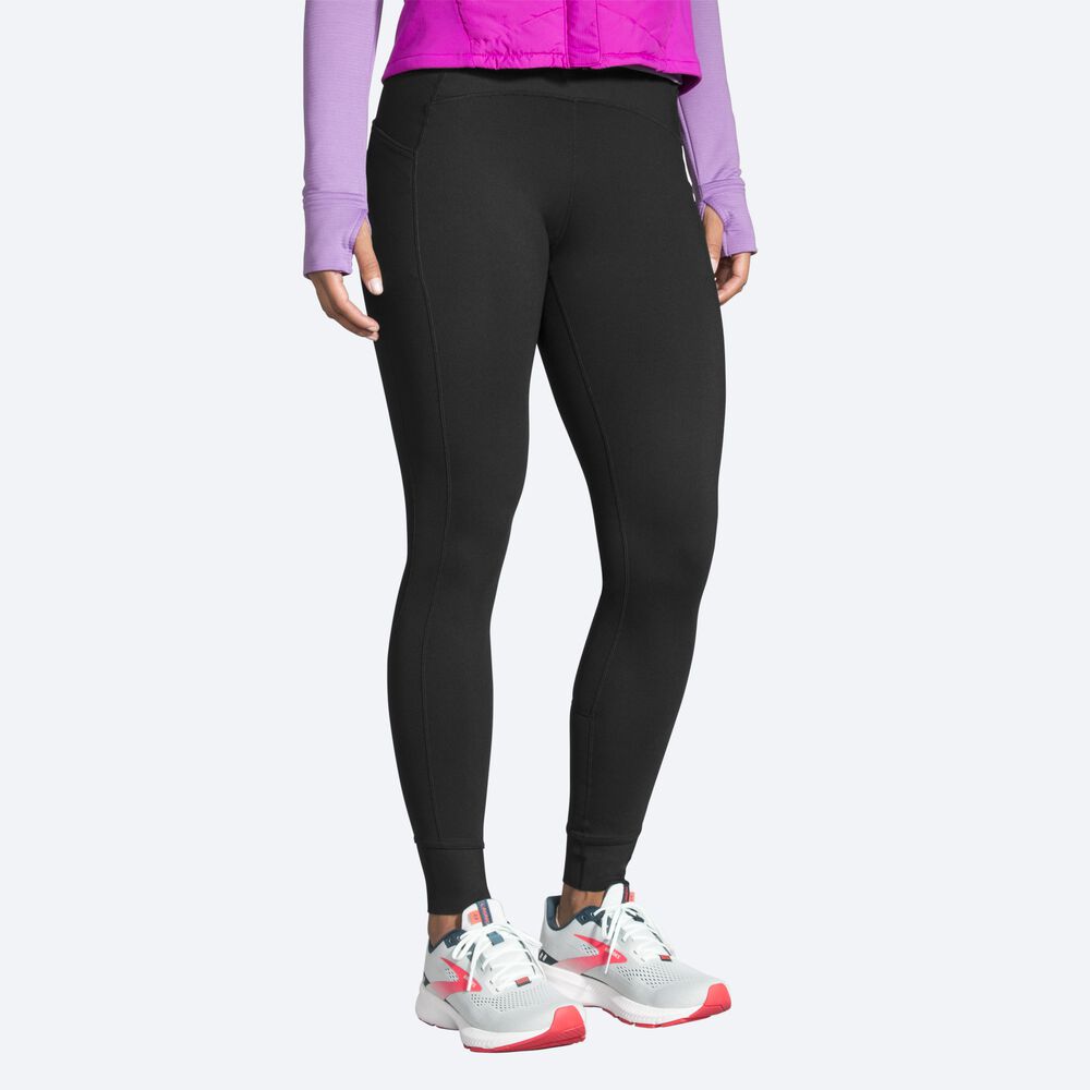 Brooks Momentum Thermal Tight Ženske Hlačne Nogavice Črne | Slovenija-26341