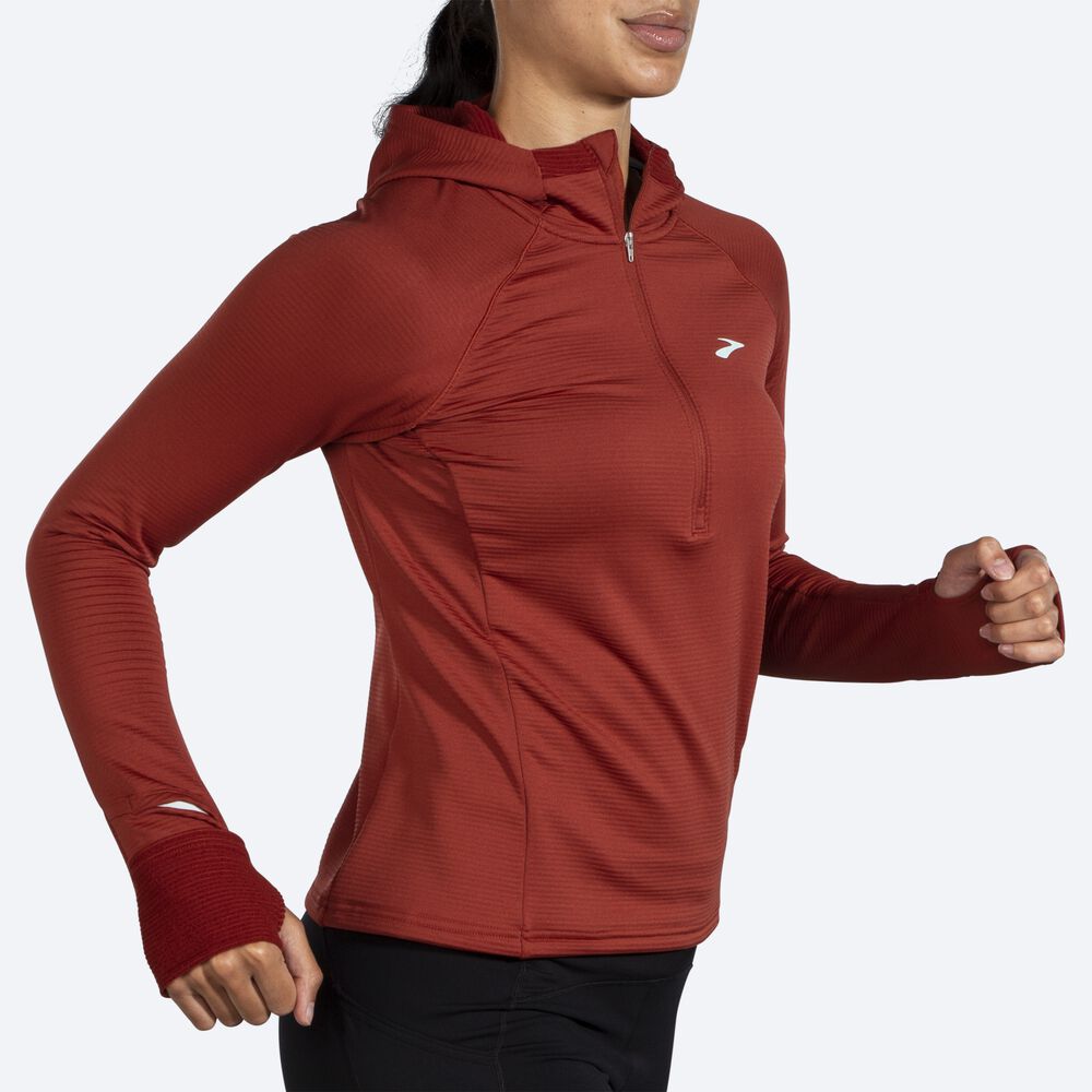 Brooks Notch Thermal 2.0 Ženske Puloverji s Kapuco Bakrene | Slovenija-95173