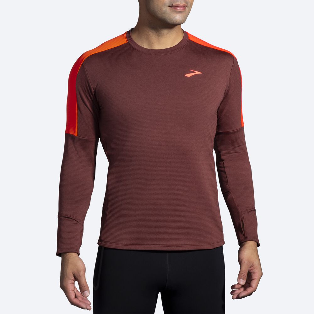 Brooks Notch Thermal Long Sleeve 2.0 Moški Majice Čokolade | Slovenija-74628