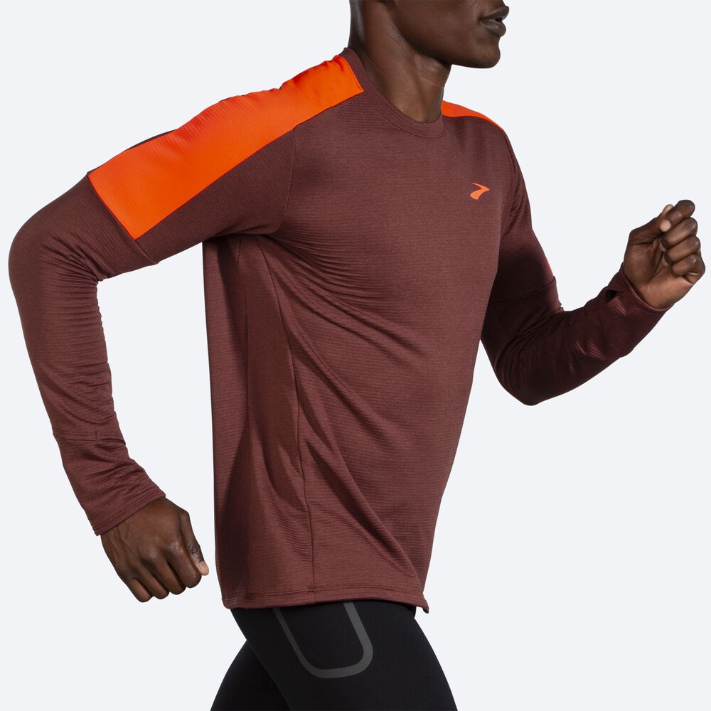 Brooks Notch Thermal Long Sleeve 2.0 Moški Majice Čokolade | Slovenija-74628