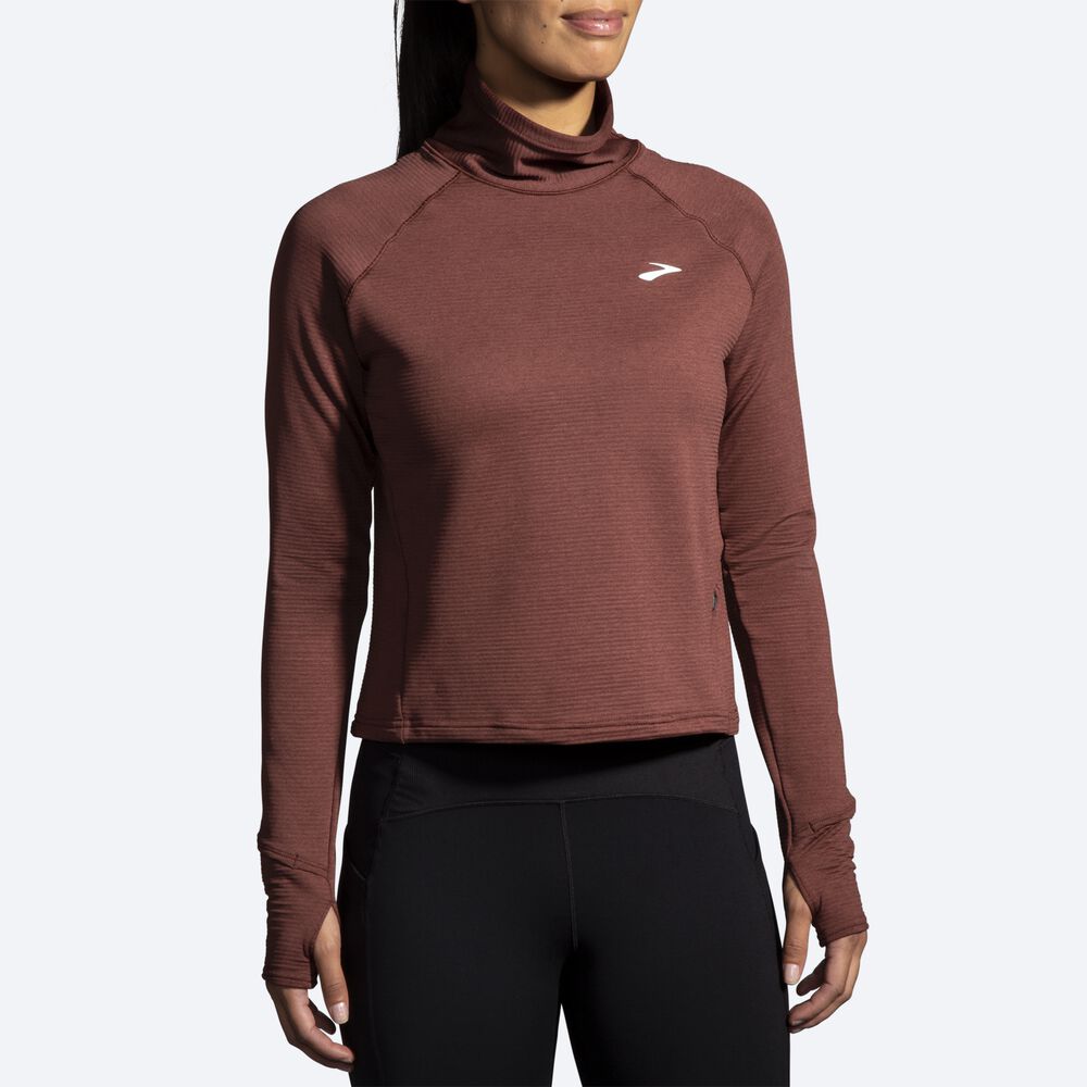 Brooks Notch Thermal Long Sleeve 2.0 Ženske Majice Čokolade | Slovenija-16402