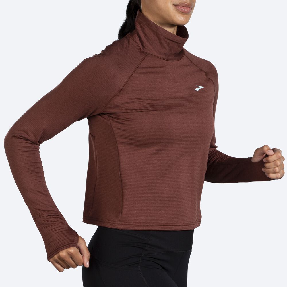 Brooks Notch Thermal Long Sleeve 2.0 Ženske Majice Čokolade | Slovenija-16402