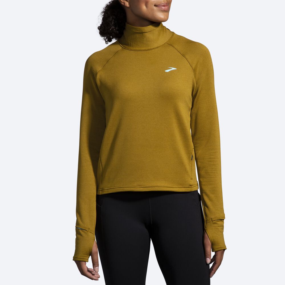 Brooks Notch Thermal Long Sleeve 2.0 Ženske Majice Olivno Zelene | Slovenija-84271