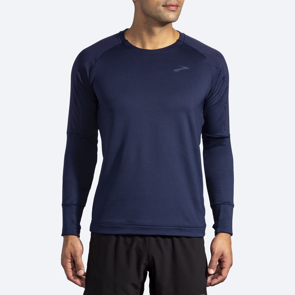 Brooks Notch Thermal Long Sleeve Moški Majice Temno Modre | Slovenija-17680