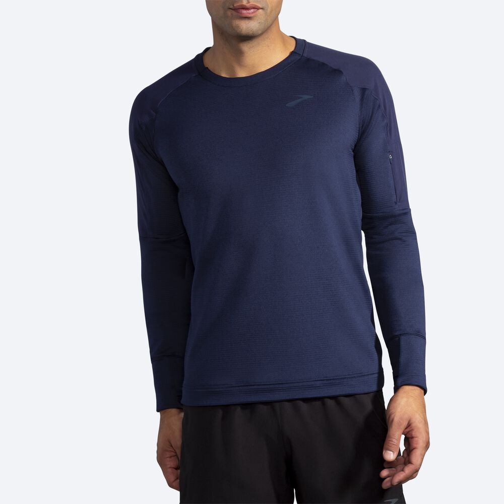 Brooks Notch Thermal Long Sleeve Moški Majice Temno Modre | Slovenija-17680