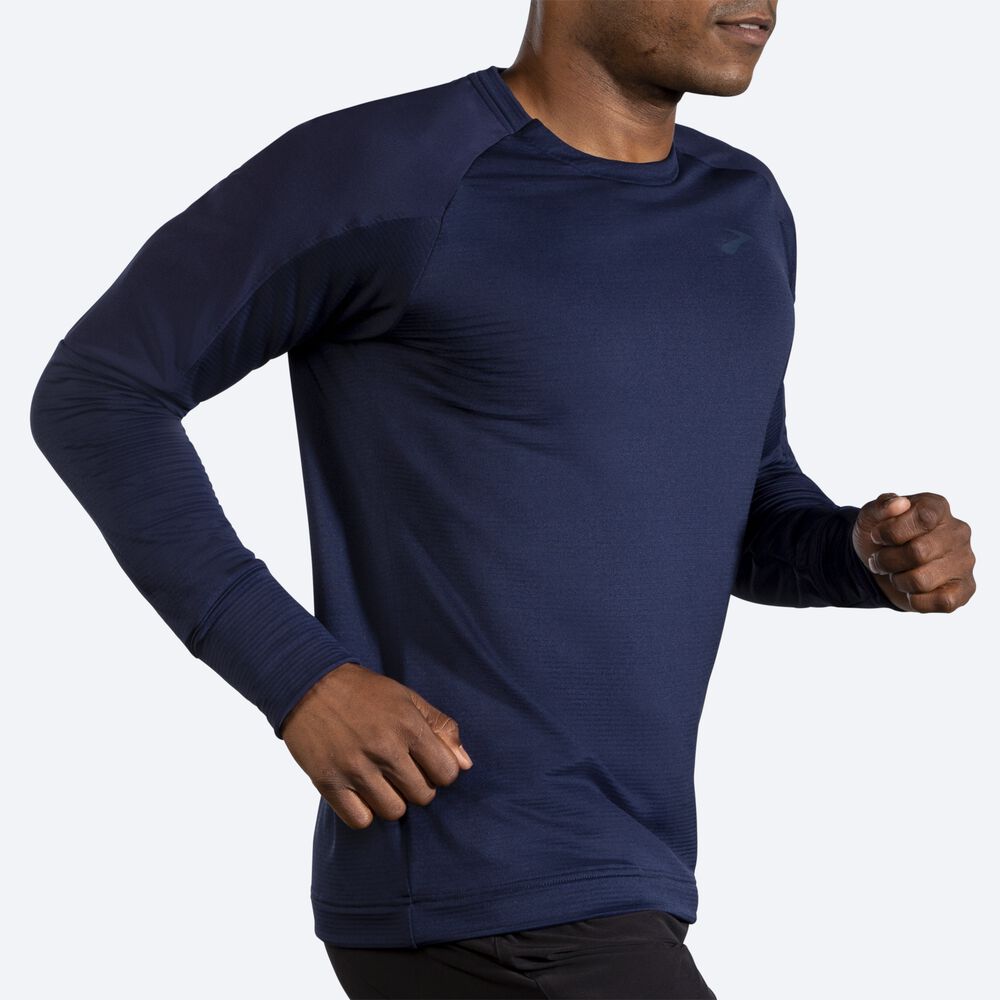 Brooks Notch Thermal Long Sleeve Moški Majice Temno Modre | Slovenija-17680