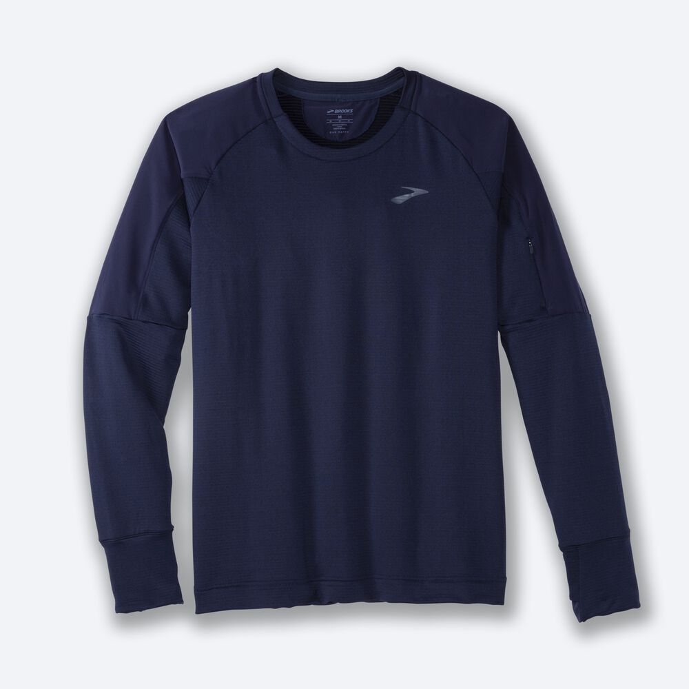 Brooks Notch Thermal Long Sleeve Moški Majice Temno Modre | Slovenija-17680