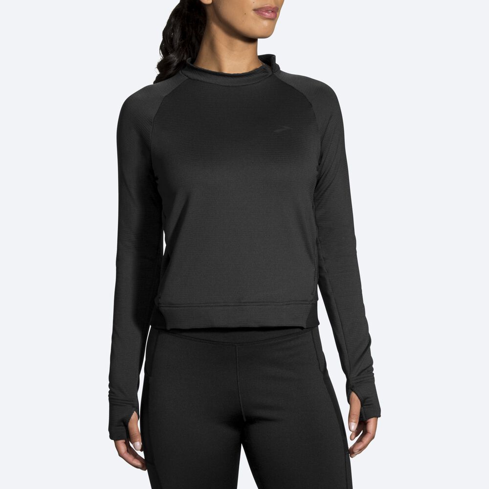 Brooks Notch Thermal Long Sleeve Ženske Majice Črne | Slovenija-06849