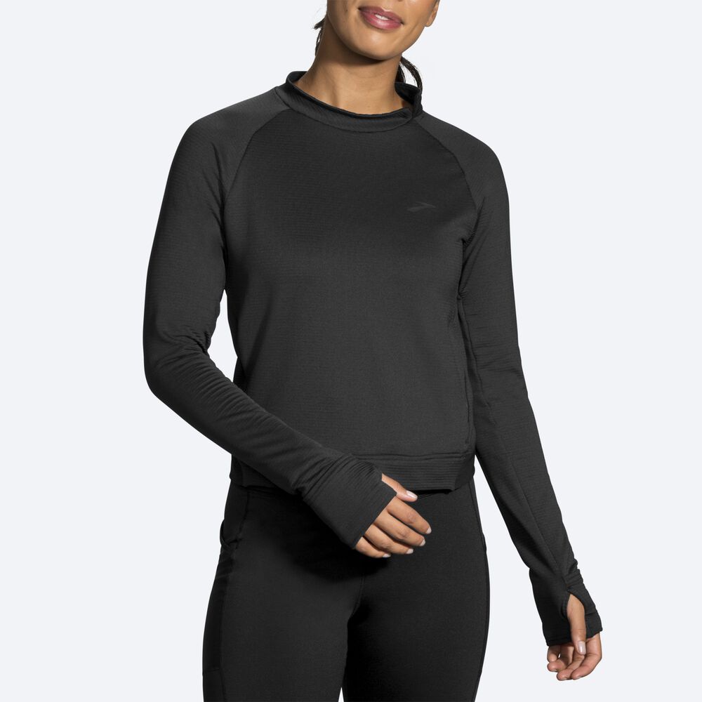 Brooks Notch Thermal Long Sleeve Ženske Majice Črne | Slovenija-06849