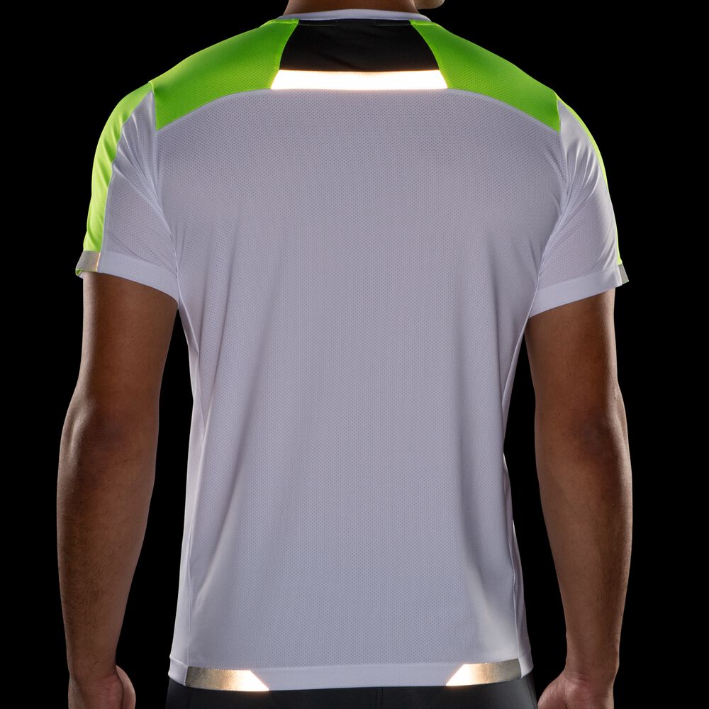 Brooks Run Visible Short Sleeve Moški Majice Bele | Slovenija-38942