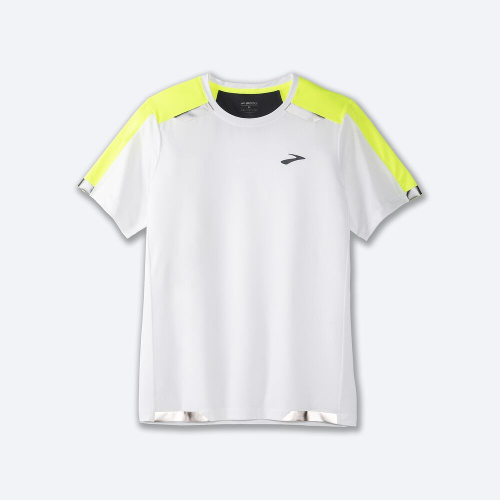 Brooks Run Visible Short Sleeve Moški Majice Bele | Slovenija-38942