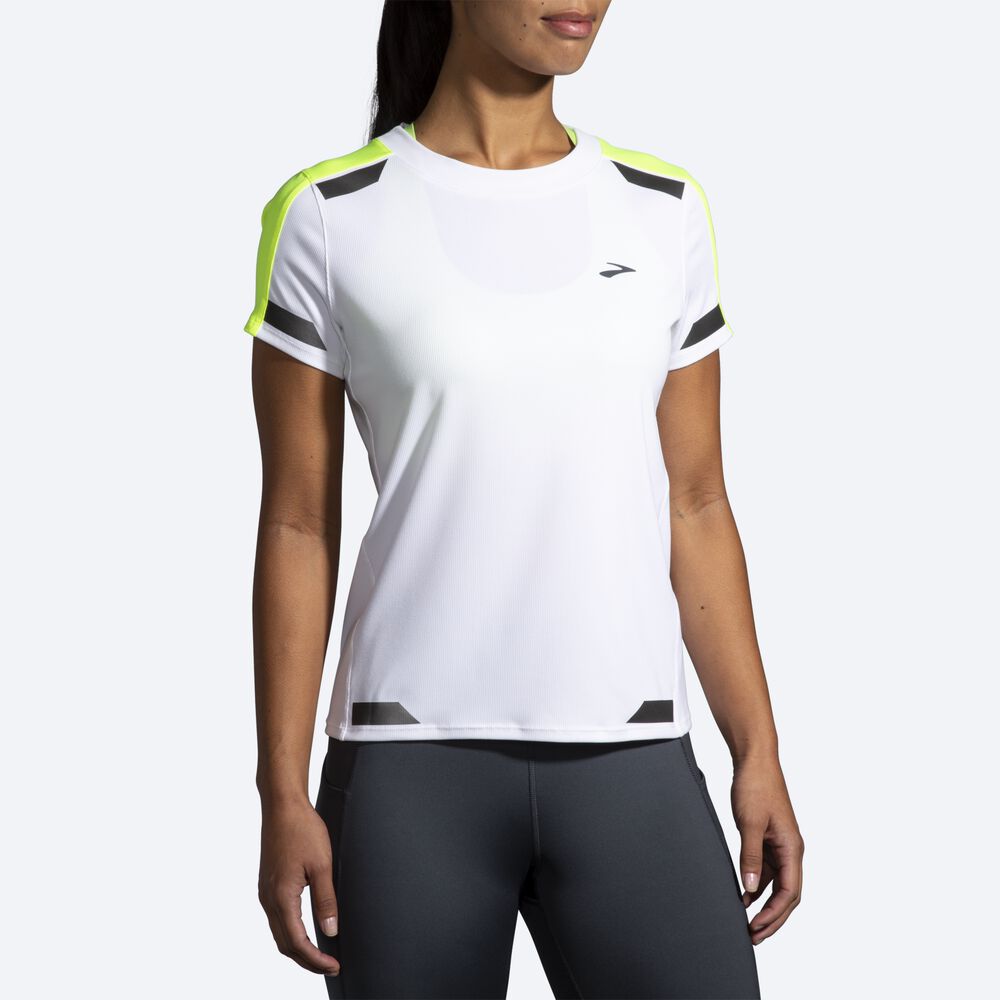 Brooks Run Visible Short Sleeve Ženske Majice Bele | Slovenija-58230