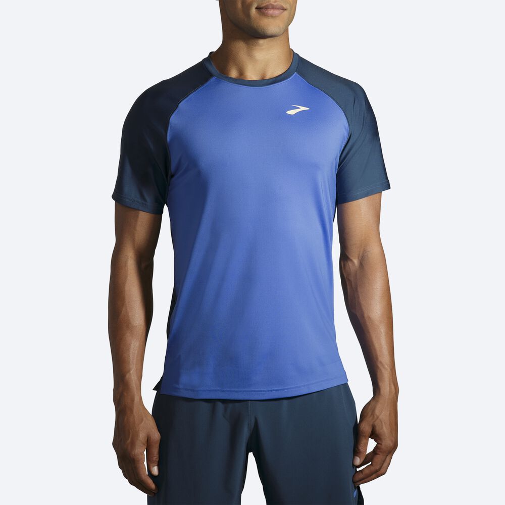 Brooks Run Within Short Sleeve Moški Majice Modre Indigo | Slovenija-52401