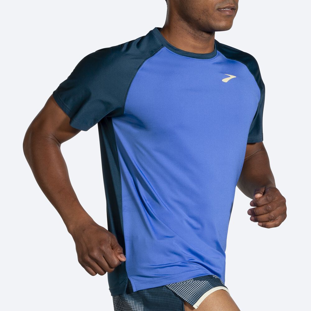 Brooks Run Within Short Sleeve Moški Majice Modre Indigo | Slovenija-52401