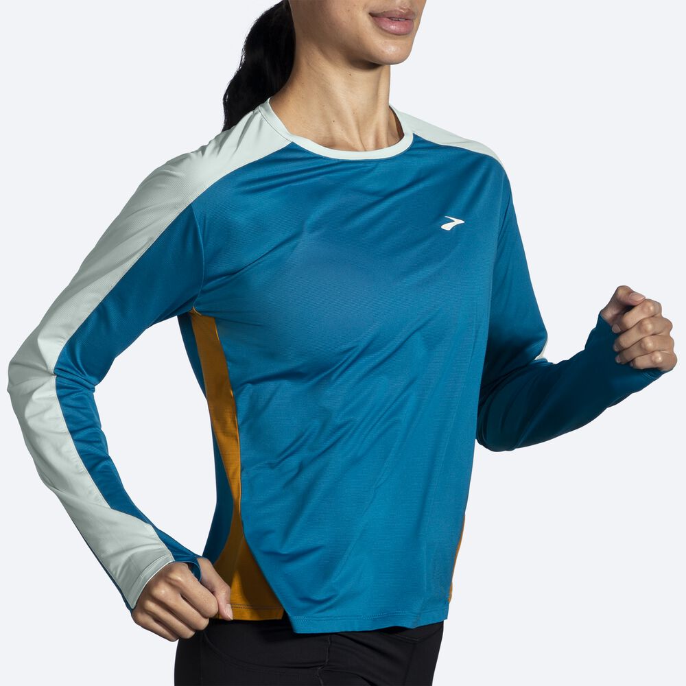 Brooks Sprint Free Long Sleeve 2.0 Ženske Majice Modre | Slovenija-25384