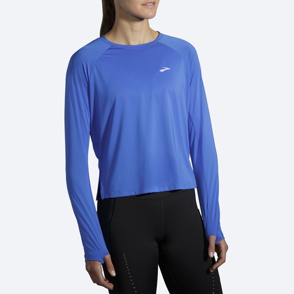 Brooks Sprint Free Long Sleeve Ženske Majice Modre | Slovenija-57142