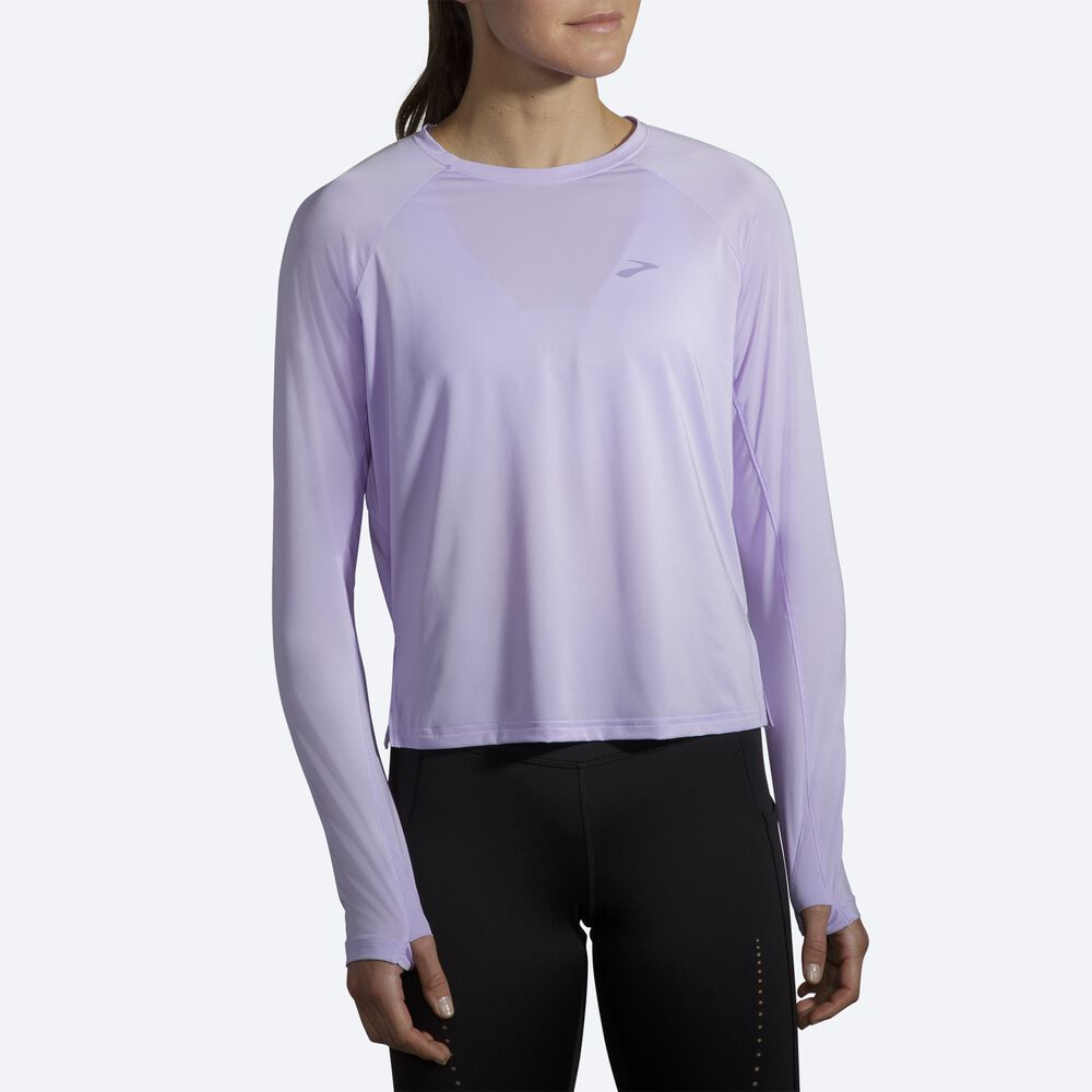 Brooks Sprint Free Long Sleeve Ženske Majice Vijolične Sive | Slovenija-65891