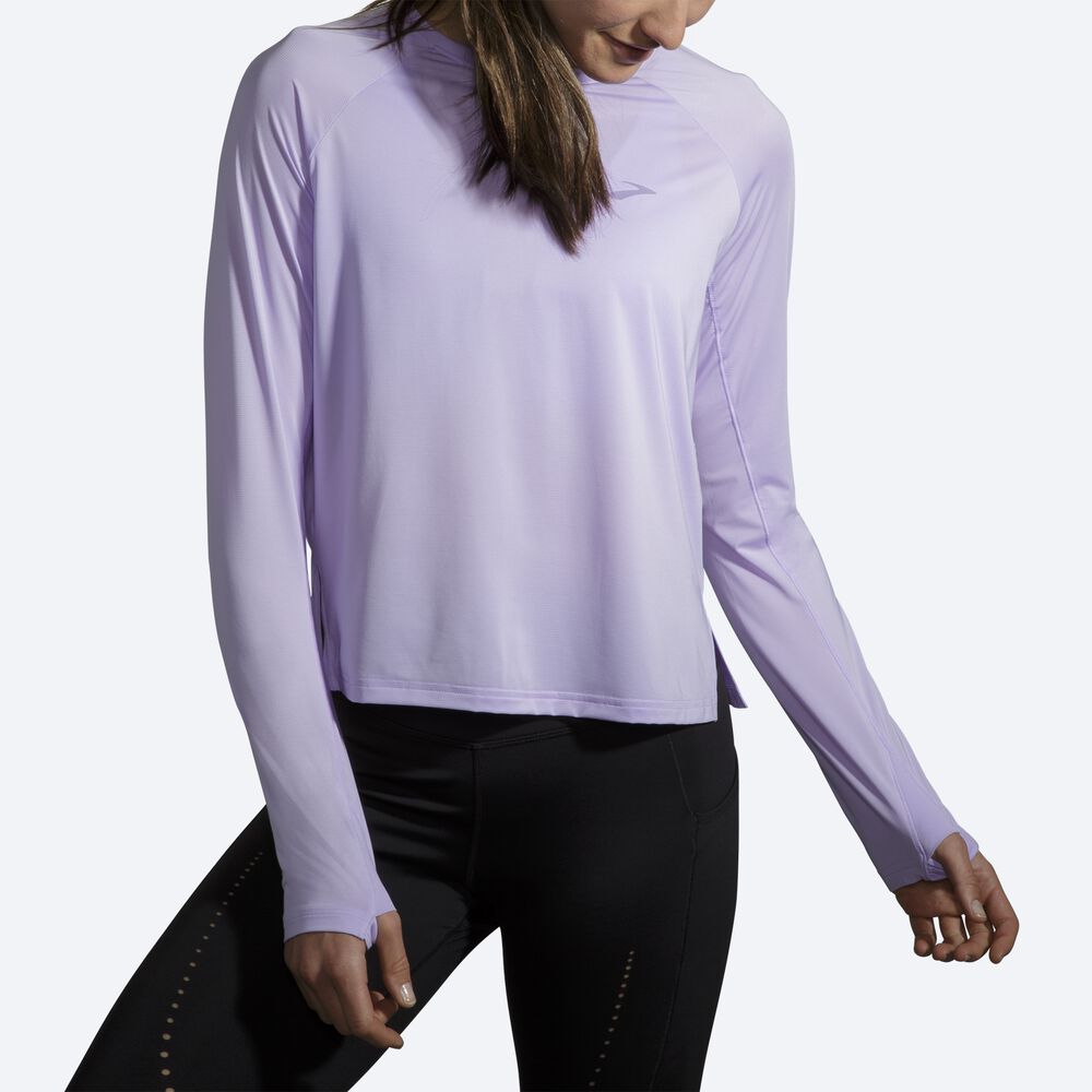 Brooks Sprint Free Long Sleeve Ženske Majice Vijolične Sive | Slovenija-65891