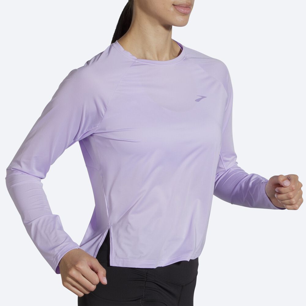 Brooks Sprint Free Long Sleeve Ženske Majice Vijolične Sive | Slovenija-65891