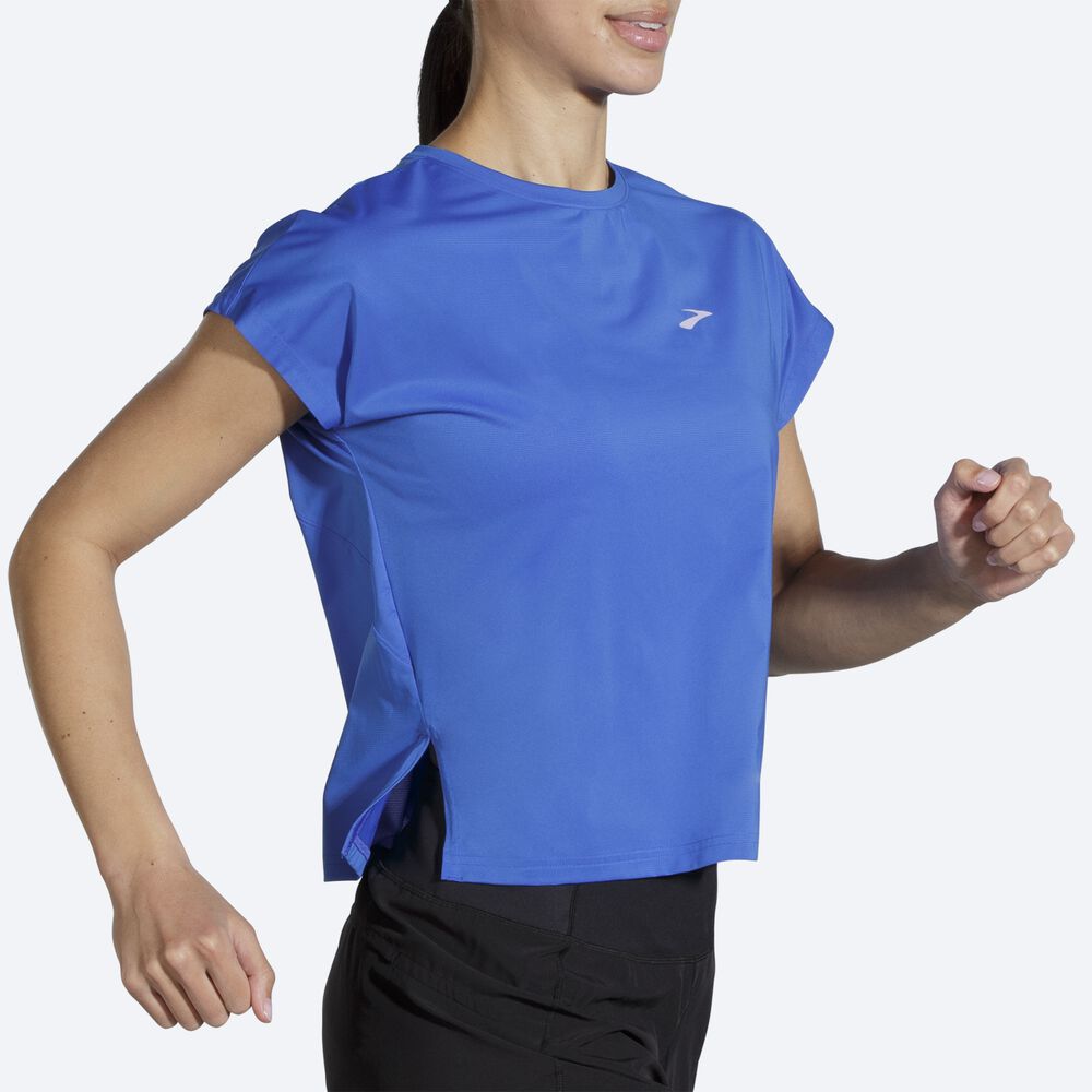 Brooks Sprint Free Short Sleeve Ženske Majice Modre | Slovenija-50934