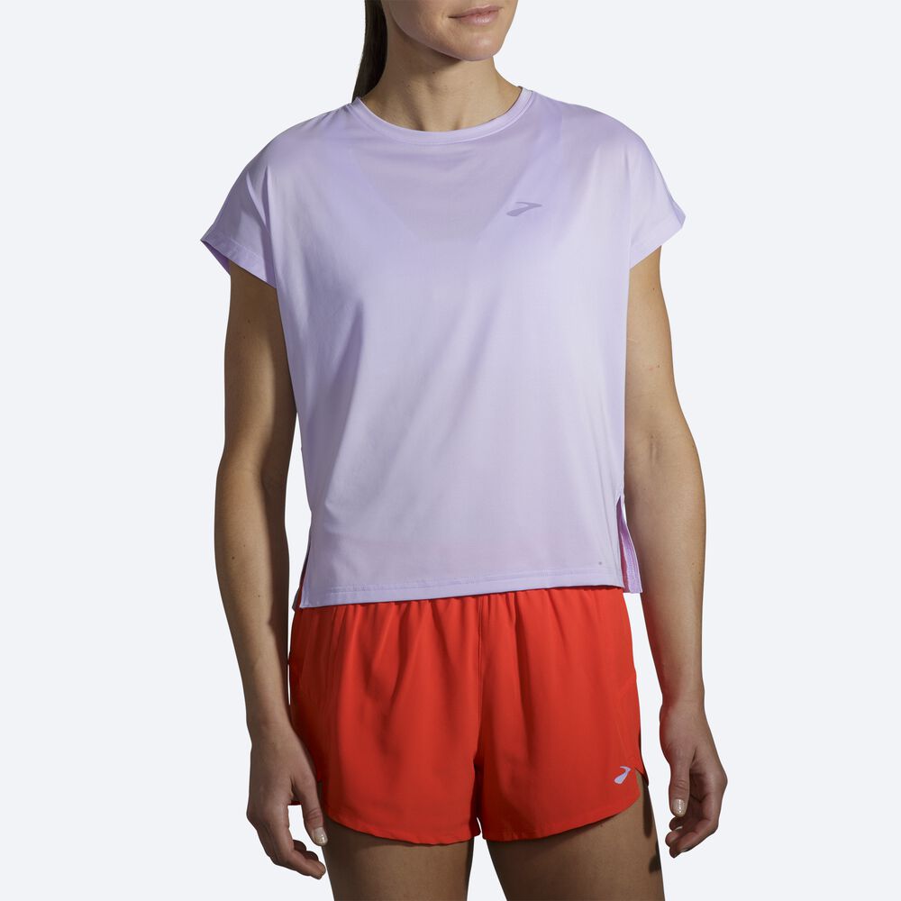 Brooks Sprint Free Short Sleeve Ženske Majice Vijolične Sive | Slovenija-56479