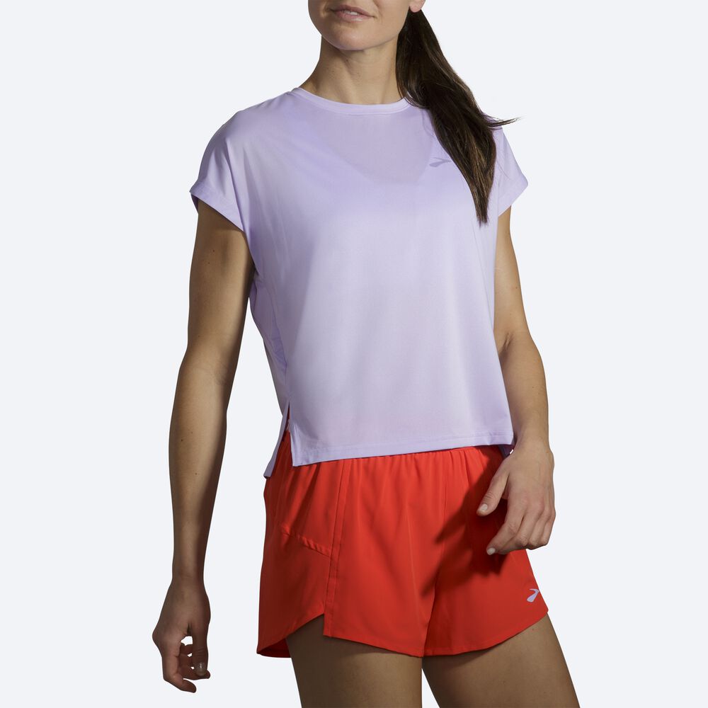 Brooks Sprint Free Short Sleeve Ženske Majice Vijolične Sive | Slovenija-56479