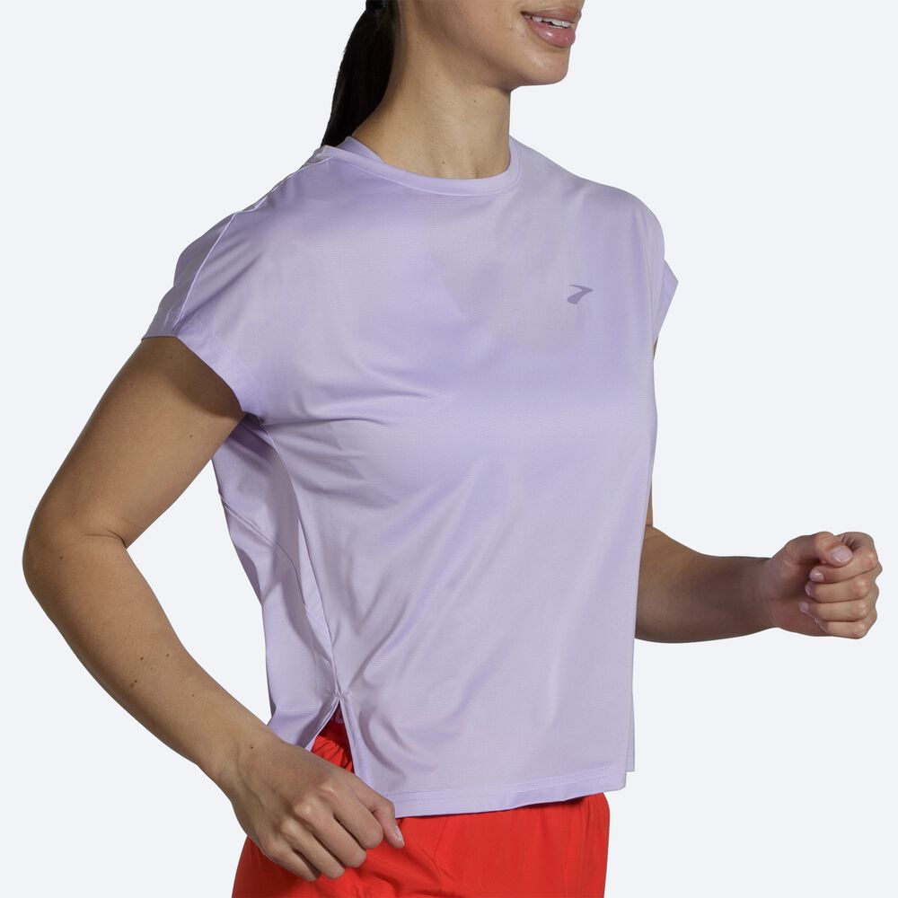 Brooks Sprint Free Short Sleeve Ženske Majice Vijolične Sive | Slovenija-56479